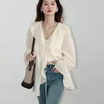 Camicia midi con maniche elastiche arricciate in Tencel testurizzato con lacci, comfort e stile in un unico capo. — foto 28