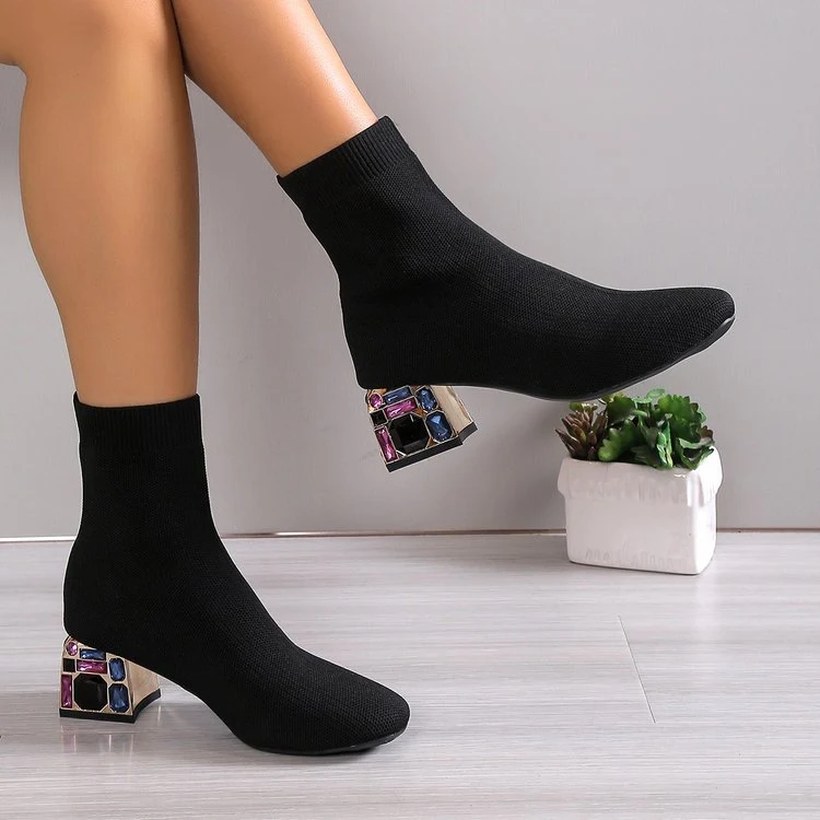 Title 14, Flying Woven Square Toe Booties Womens Shoes, ...