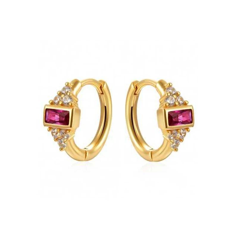 Brincos elegantes com zircônia quadrada multicolorida, estilo europeu e americano, para combinar com qualquer roupa. — foto 2