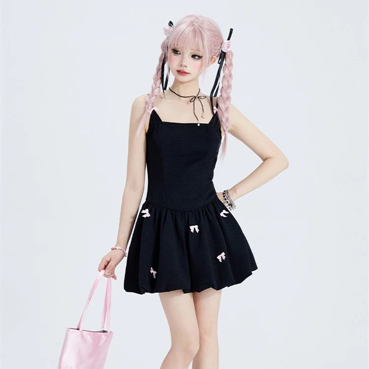 Title 2, Sweet And Spicy Slimming Waist Strap Fluffy Dress