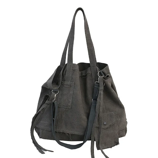 Title 4, Retro Washed Canvas Bag Literary Fan Shoulder B...