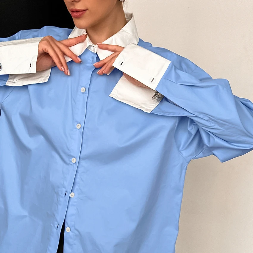 Common Blue And White Casual Women's Blouse — photo 5