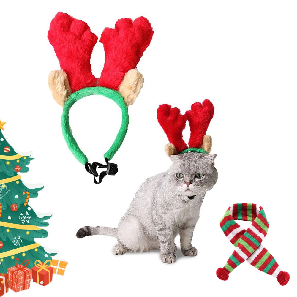 Title 4, Dog Christmas headgear cat headdress. Festive a...