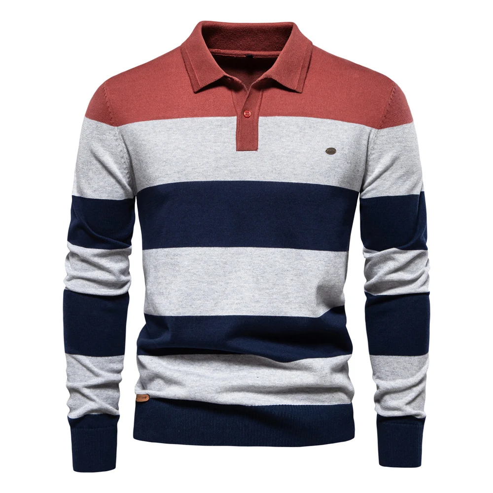 Men's Long Sleeve Polo Collar Sweater Slim Lapel Stylish and Comfortable Everyday Wear Classic Design Versatile and Easy — photo 1