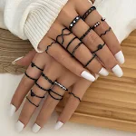Anel de nó para mulheres seniores, conjunto de 23 peças. Design de nicho feminino, ideal para um visual moderno e sofisticado, fácil de combinar. — foto 19