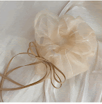 Anel de cabelo feminino com laço estilo bailarina em tecido seersucker, adicione charme e elegância aos seus penteados. — foto 4