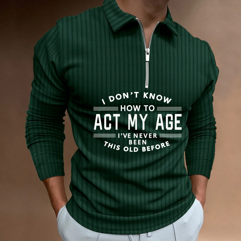 Camisa polo masculina listrada de manga longa com zíper. Conforto e estilo para uso casual, ideal para diversas ocasiões. — foto 3