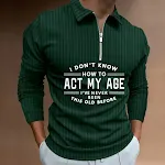 Camisa polo masculina listrada de manga longa com zíper. Conforto e estilo para uso casual, ideal para diversas ocasiões. — foto 3