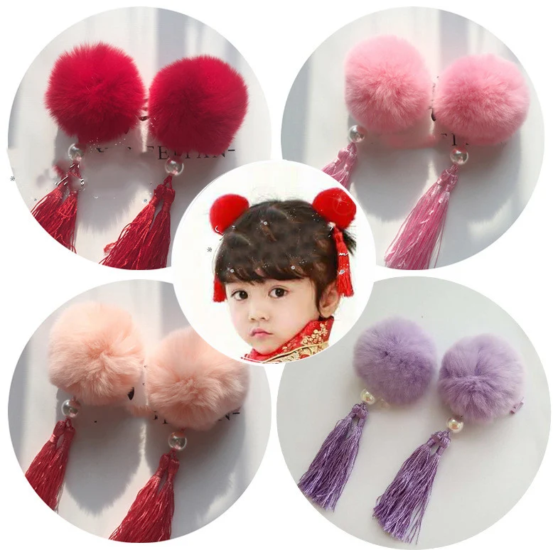 Title 6, Grampo de cabelo infantil com borla e bolinha d...