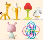 Mordedor Bebê Molar Stick Cogumelo Silicone Pequeno Mascável Cozinhável Alivia Gengivas Brinquedo Manhattan Hand Ball — foto 4