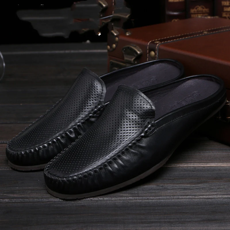 Summer Fashion Casual Men's Slippers, Soft Leather, Soft Sole Baotou Half Slippers provide ultimate comfort and breathab — photo 4