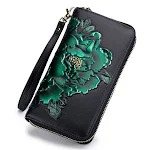 Peony Hand-Painted Organ Wallet Ladies Long offers stylish organization for cards, cash, and phones with beautiful flora — photo 2
