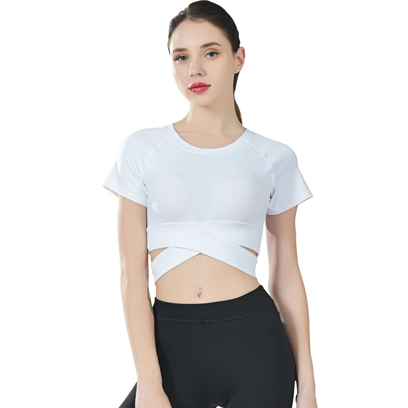 Yoga kleding sport fitness top dames korte mouw, ideaal voor sporten en fitness, ademend en comfortabel, perfect voor yoga en andere activiteiten. — foto 1