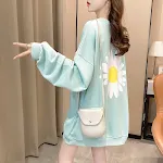 Maglione ampio con ricamo margherita girocollo da donna — foto 1