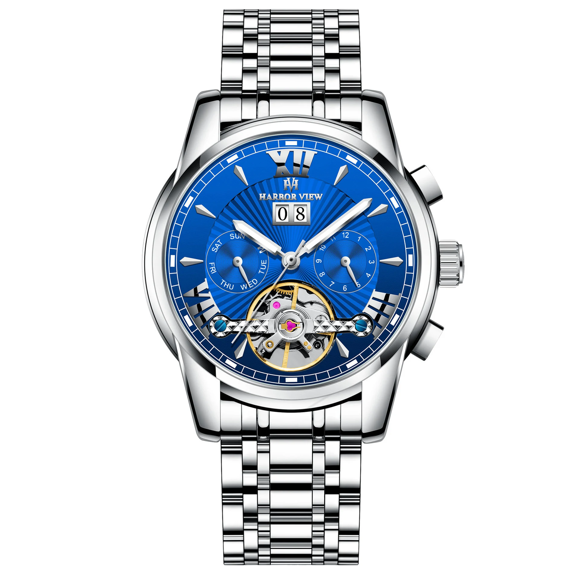 Title 4, Relógio automático mecânico Tourbillon multifun...