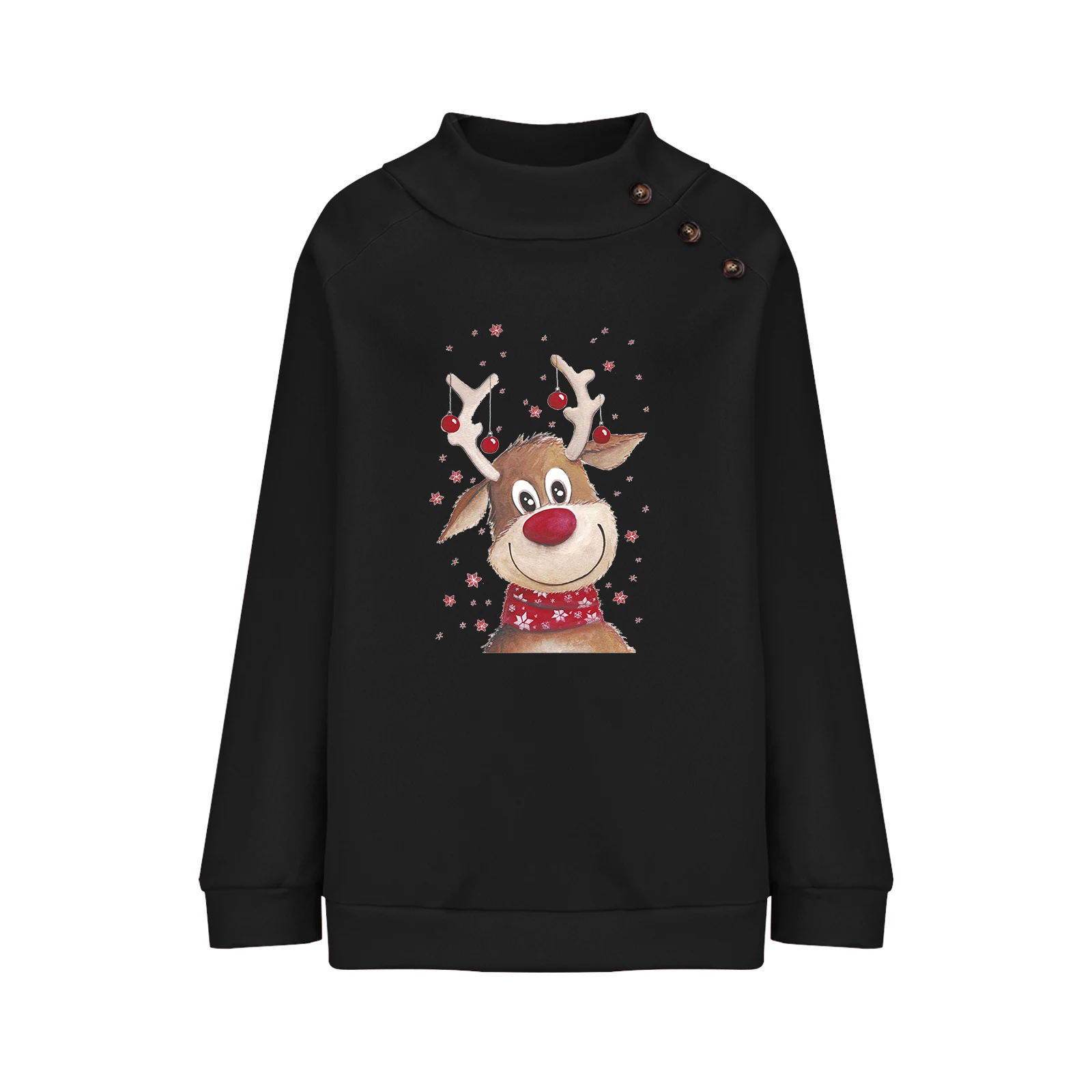 Felpa da donna a maniche lunghe allentata natalizia Fawn Christmas — foto 1