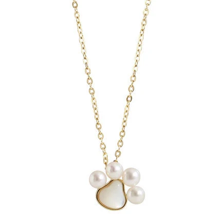 Colar feminino de design luxuoso com concha de pérola e pata de gato, design especial e elegante para mulheres que buscam sofisticação. — foto 4