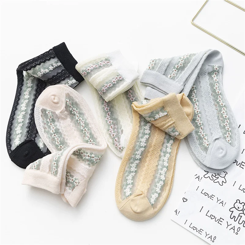 Title 8, Fashion small floral glass silk socks