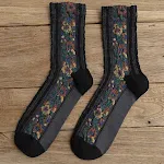 Retro Linen Pattern Cotton Women's Socks, perfect for everyday wear. Comfortable, breathable, and stylish with a vintage — photo 6