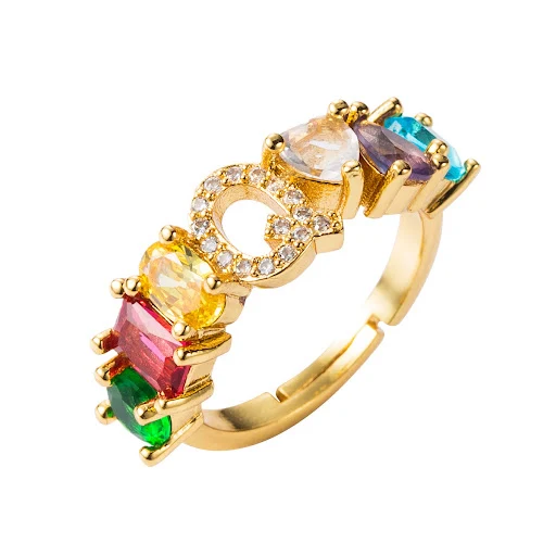 Title 4, Anillo con letra de zirconitas microincrustadas...