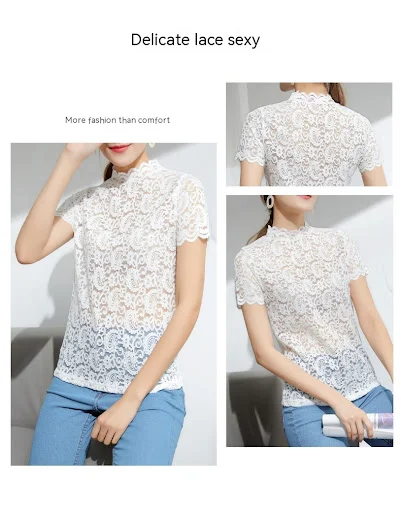 Title 8, Paisley Innerwear Short Sleeve Hollow Out Lace ...