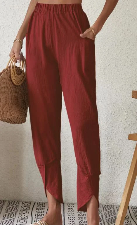 Title 3, Solid Color Casual Jogger Pants with Loose Pock...