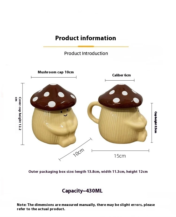 Cute Hug Mushroom Ceramic Water Cup With Lid, perfect for water, coffee, or tea. Enjoy your favorite drinks in this ador — photo 13