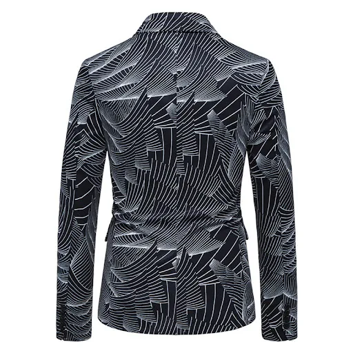 Title 7, Terno masculino com um botão e estampa, elegant...