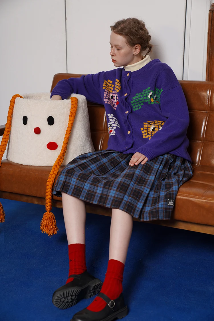 Title 3, Cardigã Jacquard Roxo