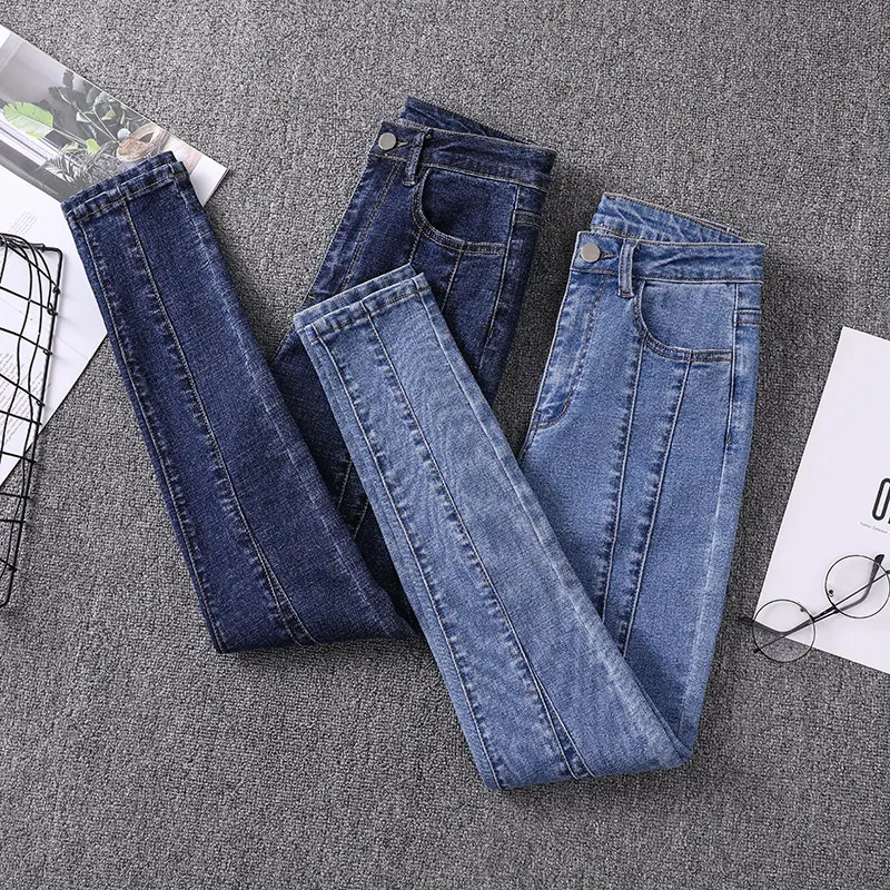 Title 2, Calças jeans femininas slim fit, pernas pequena...