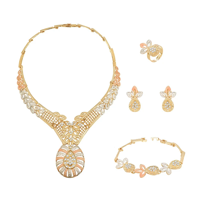 Conjunto de joias de casamento para noivas de quatro peças com temperamento, realçando a beleza, perfeito para o dia especial. — foto 4
