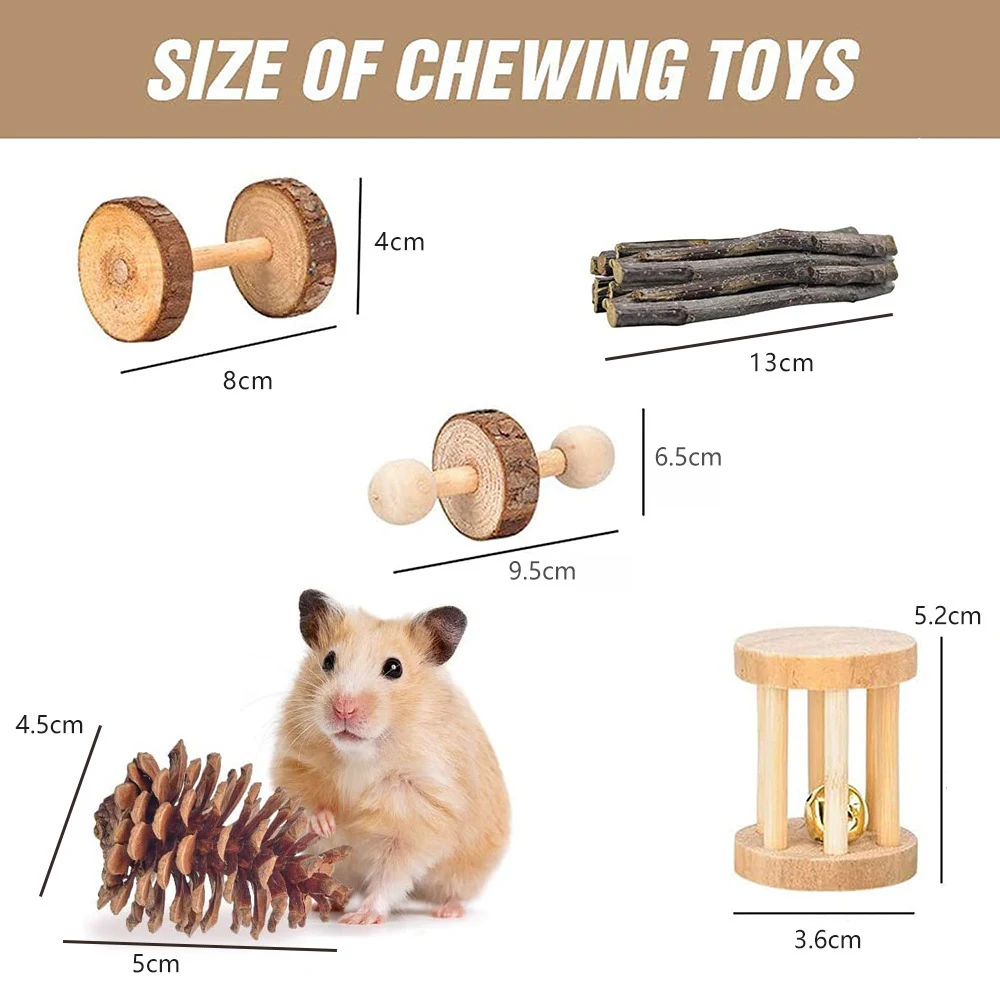 Pet Rabbit Guinea Pig Parrot Playing Molar Wooden Supplies Combination – Natural Chew Toys for Dental Health and Enterta — photo 17