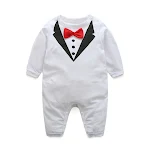 Macacão body infantil manga longa com gravata borboleta para meninos, estilo cavalheiro, perfeito para festas e conforto diário. — foto 15