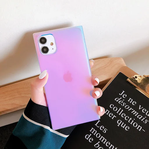 Title 3, Capa Roxo Quadrada Laser para iPhone 12 Pro Max...