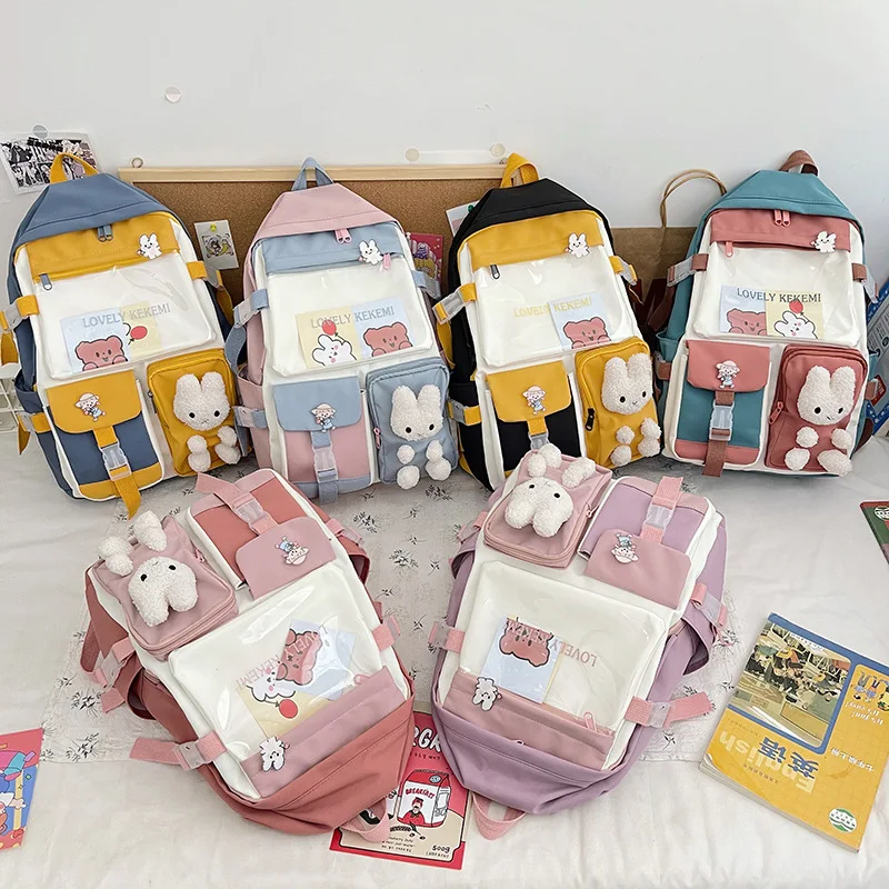 Girls' Large Capacity Backpack Nylon with Contrast Color, perfect for school, travel, and everyday use, durable design. — photo 11