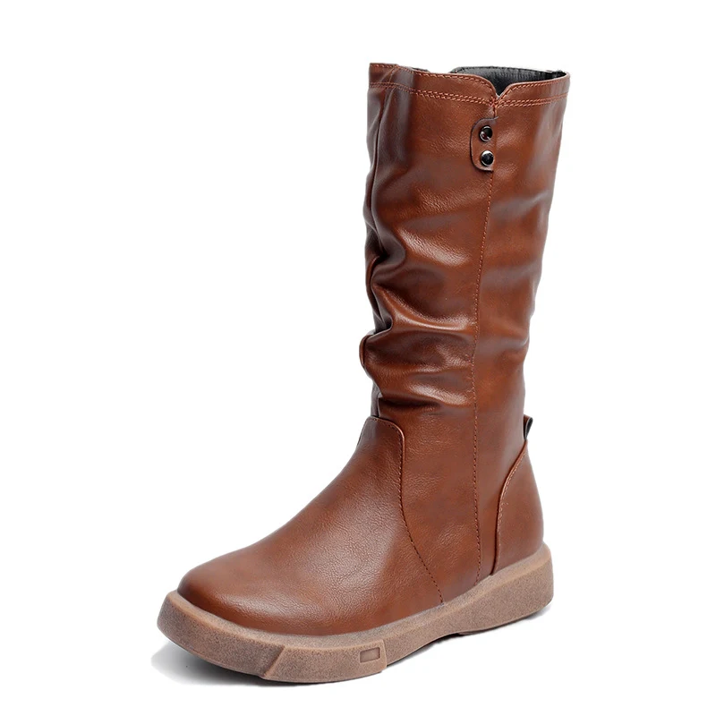 Winter Retro Flat-bottomed Big Size Women Boots for Foreign Trade. Stylish and warm boots perfect for winter. Comfortabl — photo 2