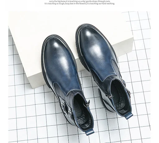 Title 17, High-top British Double Buckle Slip-on Leather ...