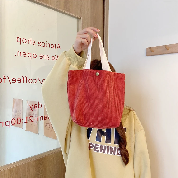 Title 3, Mini Borsa a Mano in Velluto a Coste Retro Perf...