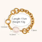Pulseira de pérolas com emenda de corrente em formato de O, um acessório elegante e sofisticado. Ideal para adicionar um toque charmoso a qualquer look. — foto 5