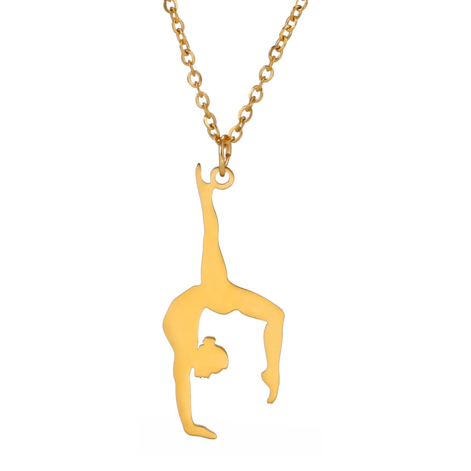 Colar com pingente de ginástica em aço inoxidável, formato de silhueta. Presente perfeito para ginastas e amantes da ginástica, expressando paixão pelo esporte. — foto 12