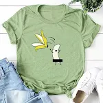 Camiseta feminina casual banana cartoon estampa manga curta — foto 10