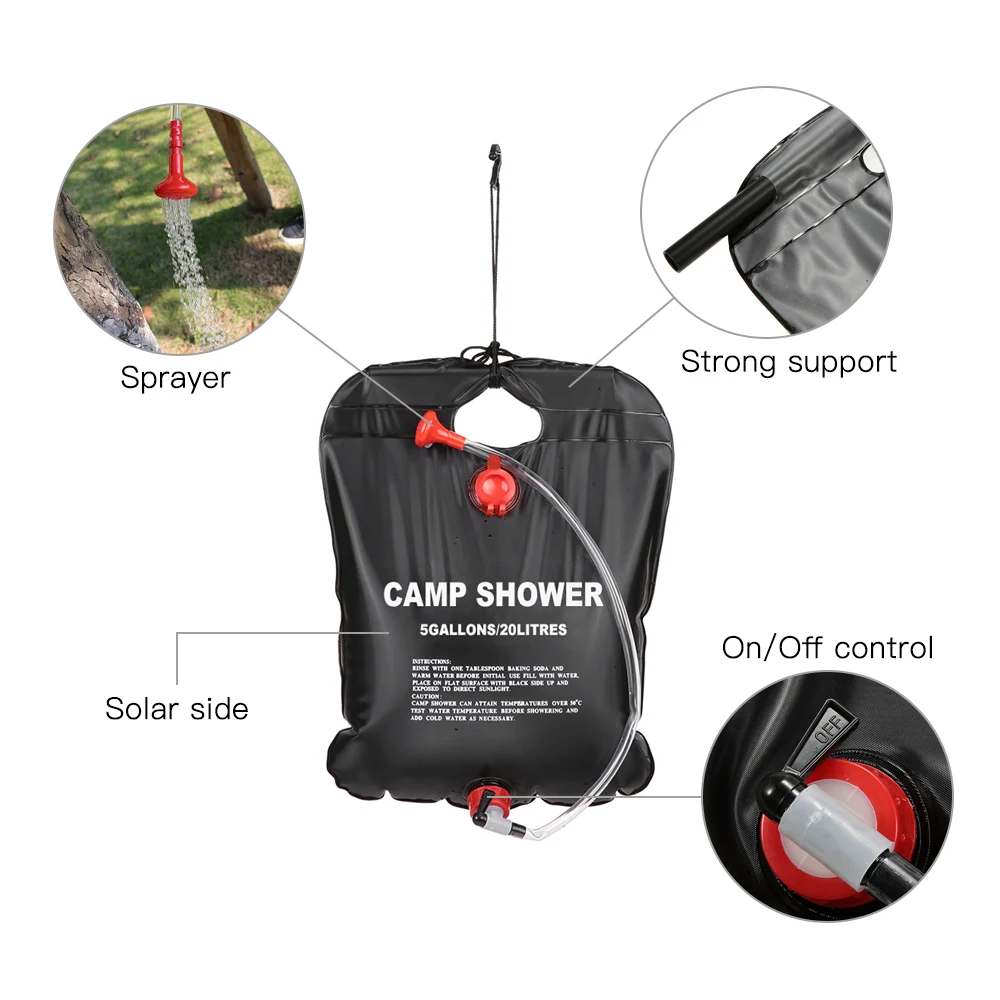 20L 40L Solar douchetas energie verwarmd waterzak draagbaar Solar verwarmde outdoor badtas camping waterzak wandelen wateropslag — foto 3