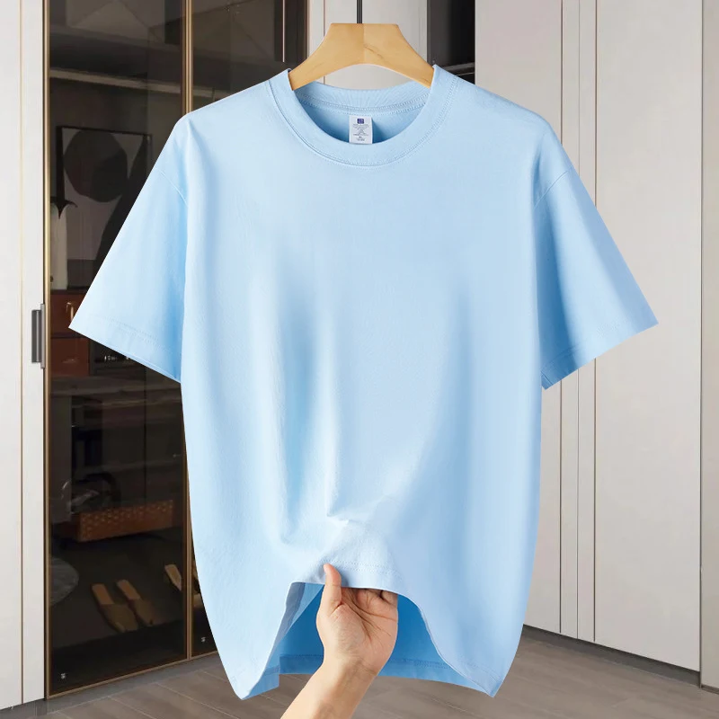 Drop Shoulder Loose Round Neck Pure Color All-matching T-shirt offers effortless style and comfort. A versatile wardrobe — photo 4