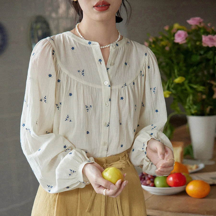 Women's Niche Loose Embroidered Floral Shirt — photo 3