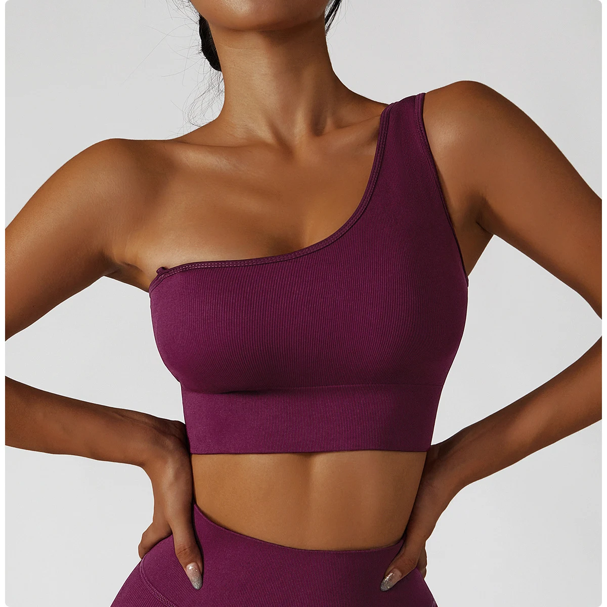 Title 4, Sexy Sloping Shoulder Yoga Top with Irregular M...
