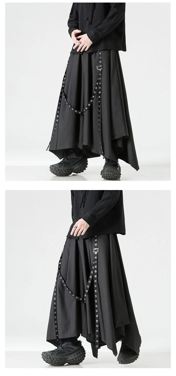 Title 5, Goth unisex broek met brede pijpen en klinknage...