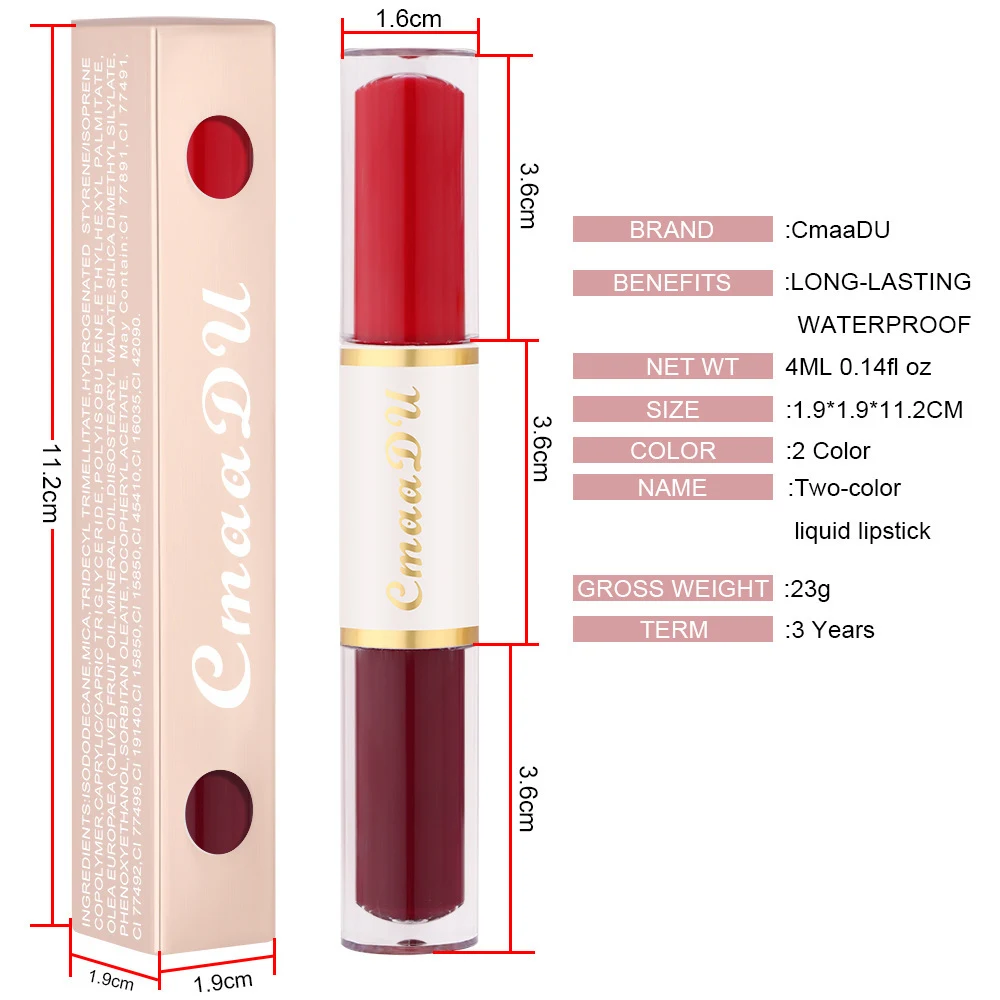 Double-ended Matte Lip Gloss Waterproof and Durable No Stain On Cup. Get long-lasting, perfect matte lips with this inno — photo 6