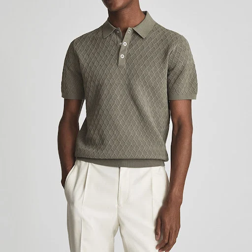 Title 4, Texture Stitching POLO Short-sleeved Sweater St...