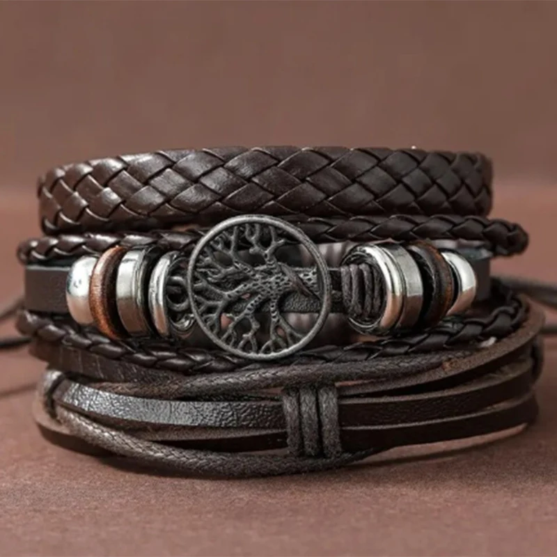 Pulseira masculina vintage com contas e trama artesanal, feita à mão. Um acessório elegante e único para homens que apreciam estilo. — foto 9