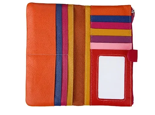 Title 10, Ladies Long RFID Anti-Scan Wallet Top Layer Lea...